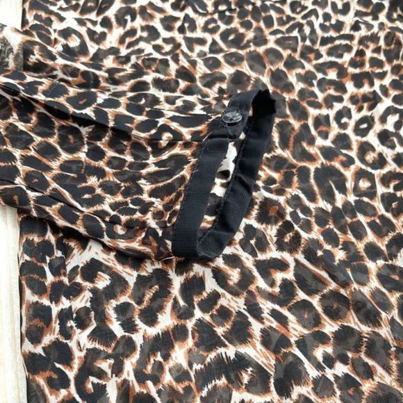 Olive & Oak Cheetah‎ Print Long Sleeve Blouse L - Picture 2 of 8